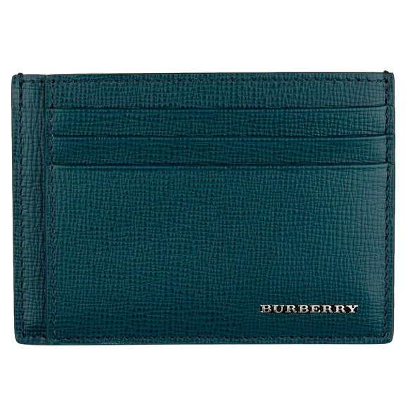 BURBERRY London Leather Card Case Wallet in Dark Teal, NEW - Picture 4 of 16
